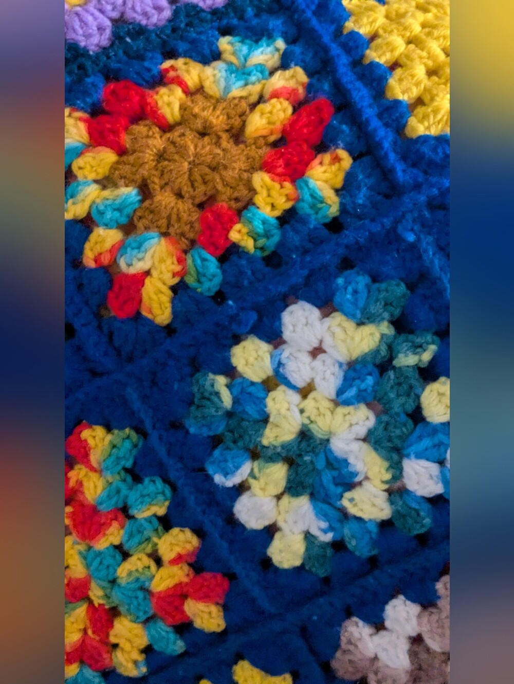 Vintage Granny Square Crochet Afghan Throw Blanket Bold Color Cottagecore - Picture 2 of 8